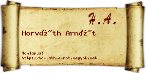 Horváth Arnót névjegykártya